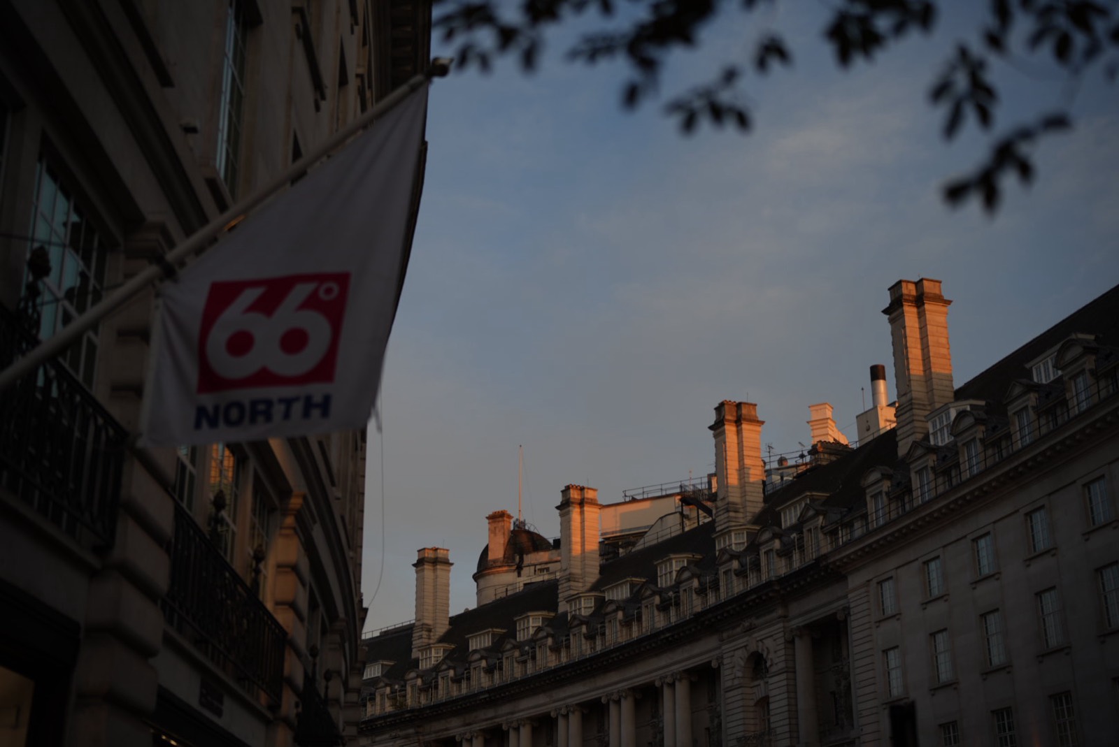 Rooftop chimneys at dusk, Regent Street